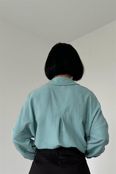 Toptan Mint Klasik Kalıp El İşlemeli Gömlek