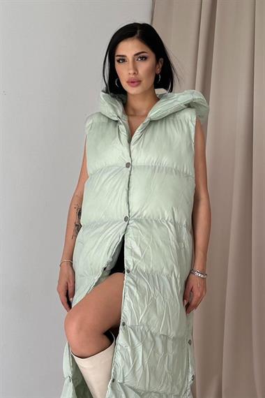 Toptan Mint Yandan Yırtmaçlı Şişme Yelek