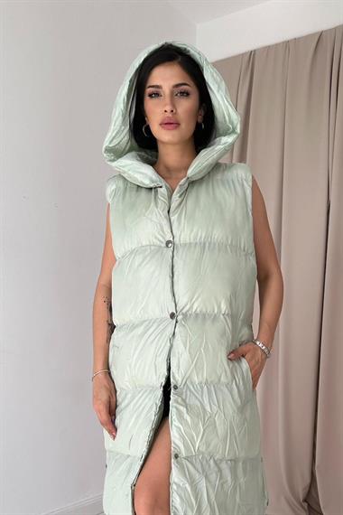 Toptan Mint Yandan Yırtmaçlı Şişme Yelek