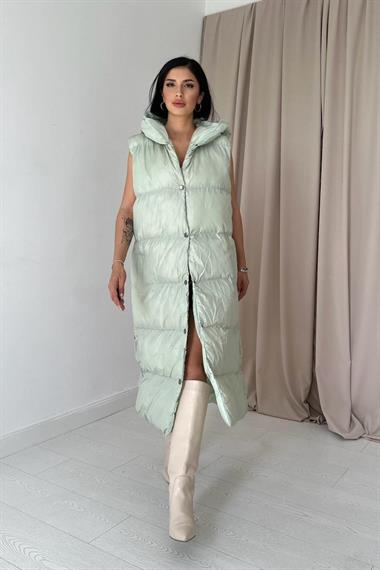 Toptan Mint Yandan Yırtmaçlı Şişme Yelek