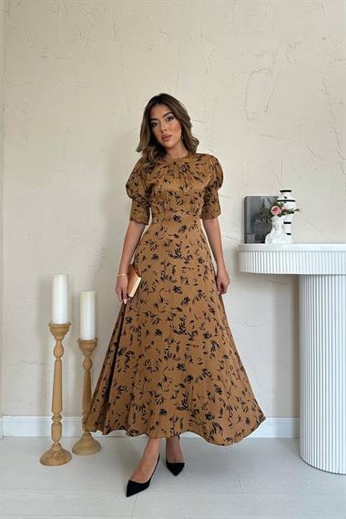 Toptan Moccah Yakası Bağlama Detaylı Elbise
