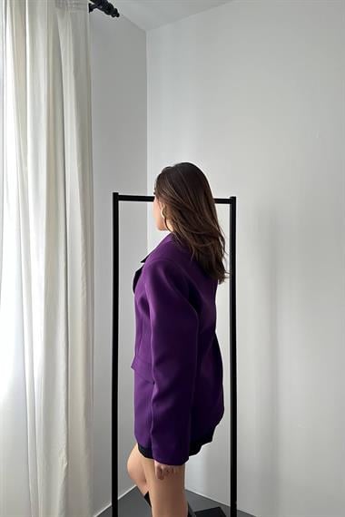 Toptan Mor Belden Oturtmalı Blazer Ceket