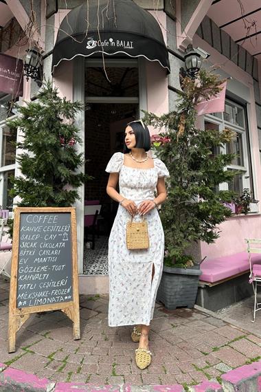 Toptan Mor Çiçekli Yazlık Elbise