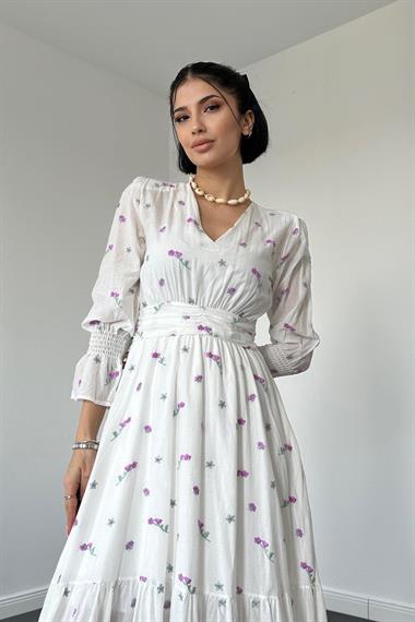 Toptan Mor Gipeli Vual Elbise