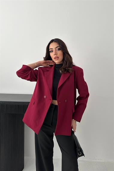 Toptan Mürdüm 2 Düğmeli Blazer Ceket