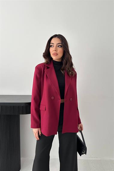 Toptan Mürdüm 2 Düğmeli Blazer Ceket