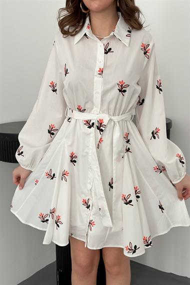 Toptan Oranj Brode Mendilli Elbise