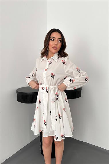 Toptan Oranj Brode Mendilli Elbise