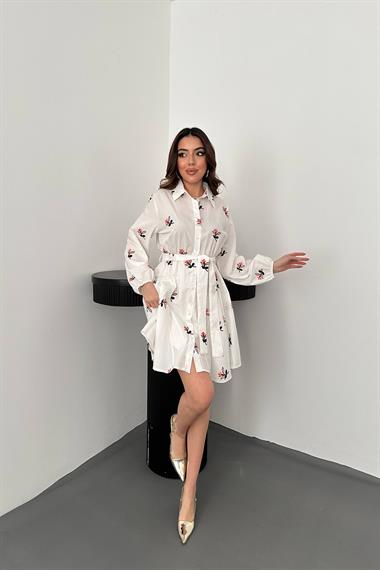 Toptan Oranj Brode Mendilli Elbise