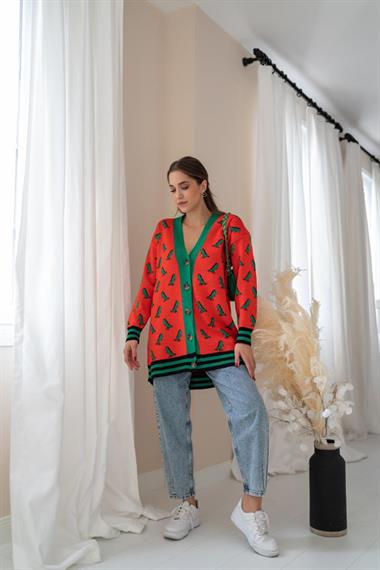 Wholesale Orange Patterned Cardigan