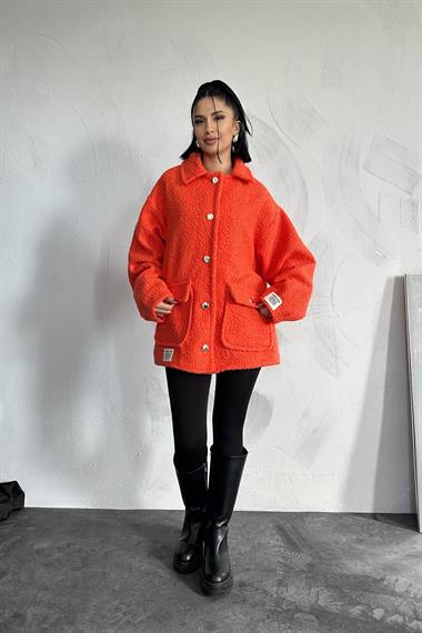 Toptan Oranj Etiketli Pile Detaylı Ceket