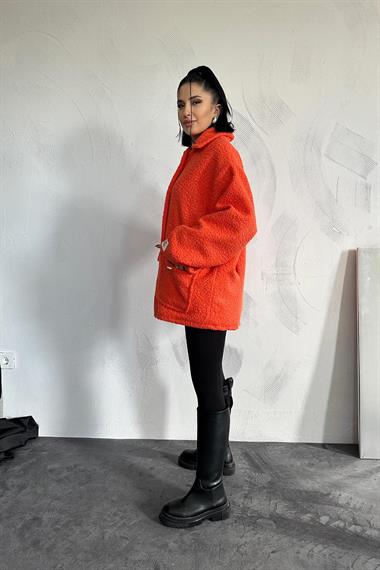 Toptan Oranj Etiketli Pile Detaylı Ceket