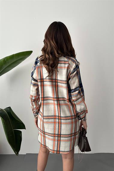 Toptan Oranj Oduncu Gömlek Elbise