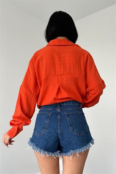 Wholesale Orange Stone Embroidered Shirt