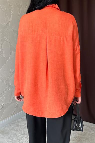 Wholesale Orange Stone Embroidered Shirt