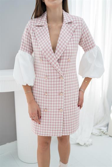 Toptan Pembe Balon Kol Ceket Elbise