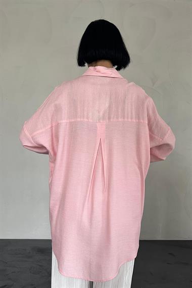 Toptan Pembe Diamond Desen Taşlı Gömlek