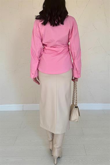 Wholesale Pink Button Detail Shirt