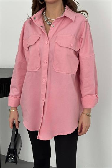 Toptan Pembe Gabardin Gömlek