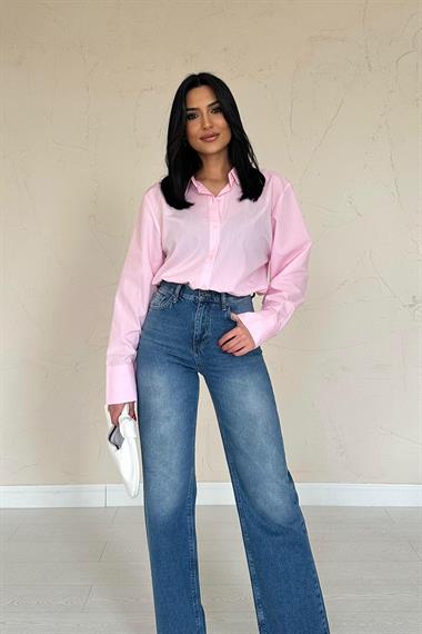 Toptan Pembe Poplin Gömlek