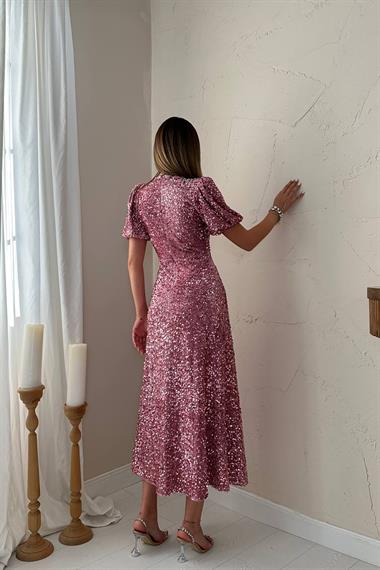 Toptan Pembe Pulpayet Elbise