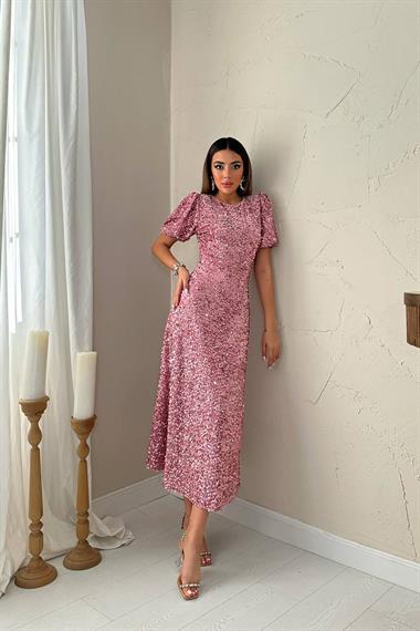 Toptan Pembe Pulpayet Elbise