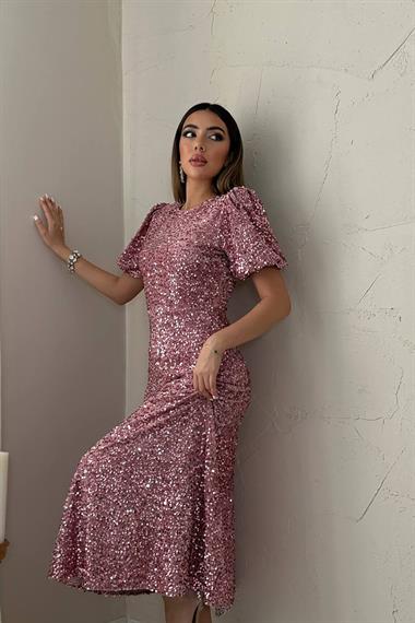 Toptan Pembe Pulpayet Elbise