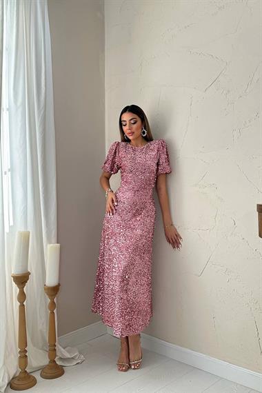 Toptan Pembe Pulpayet Elbise