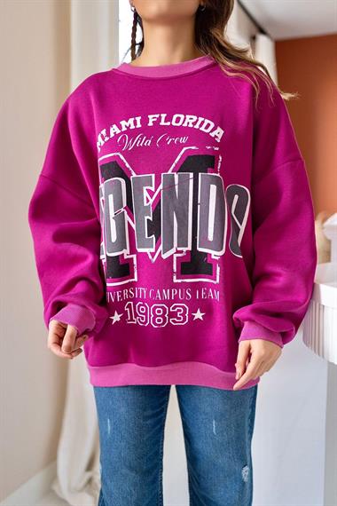 Wholesale Pink Text Printed Sweatshirt