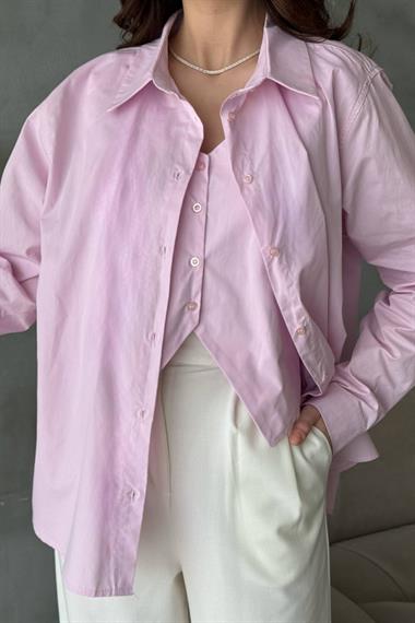 Toptan Pembe Yelekli Gömlek