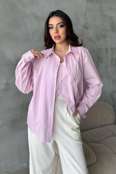 Toptan Pembe Yelekli Gömlek