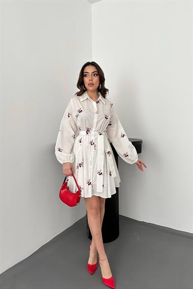 Toptan Pudra Brode Mendilli Elbise