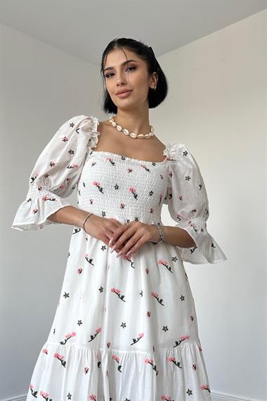 Toptan Pudra Gipeli Vual Elbise