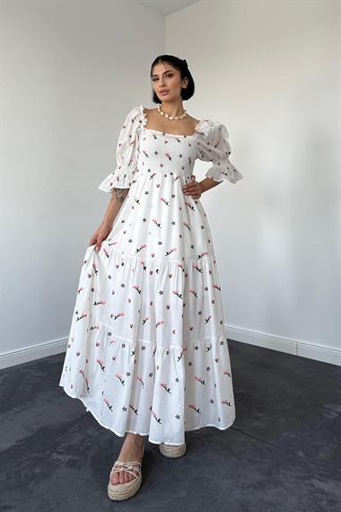 Toptan Pudra Gipeli Vual Elbise