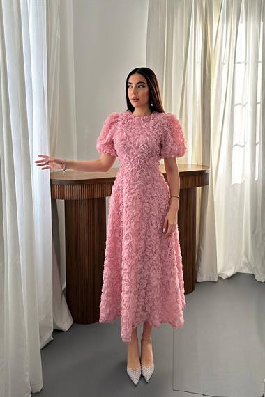 Toptan Pudra Güllü Elbise