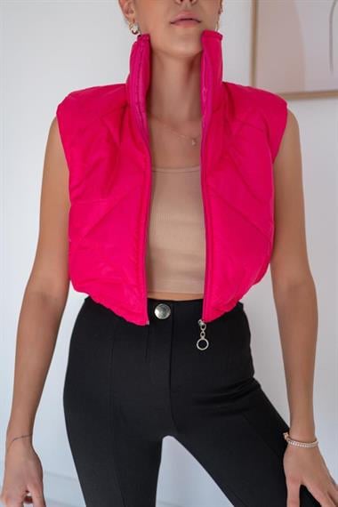 Toptan Pudra Kısa Kapitone Yelek