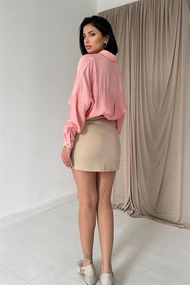 Toptan Pudra Kristal Taşlı Gömlek