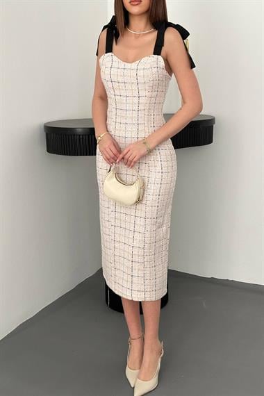 Toptan Pudra Kurdeleli Elbise