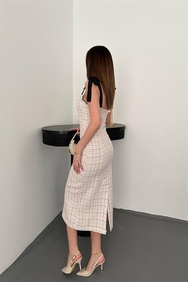 Toptan Pudra Kurdeleli Elbise