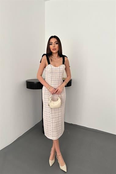 Toptan Pudra Kurdeleli Elbise