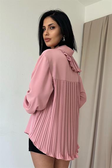 Toptan Pudra Pilise Detaylı Jesica Gömlek