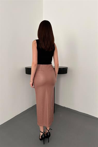 Toptan Pudra Yırtmaçlı Süs Patlı Etek