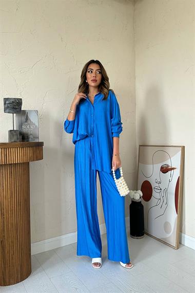 Toptan Saks Alice Gömlek ve Bol Kesim Pantolon Takım