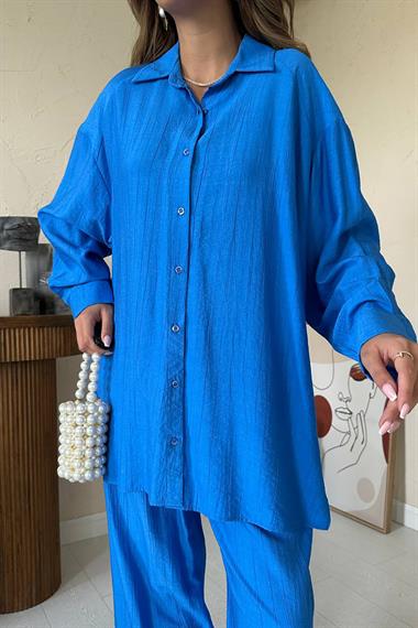 Toptan Saks Alice Gömlek ve Bol Kesim Pantolon Takım