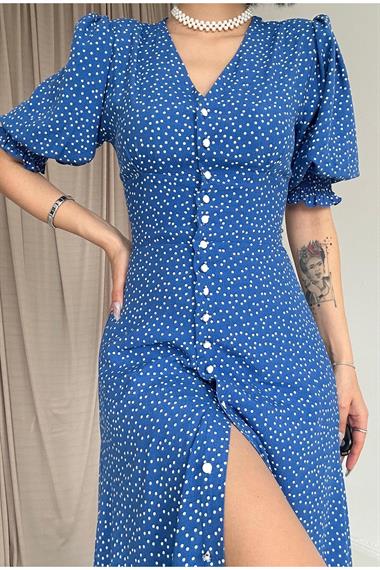 Toptan Saks Arka ve Bel Ucu Gipeli Elbise