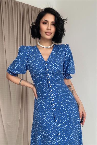 Toptan Saks Arka ve Bel Ucu Gipeli Elbise