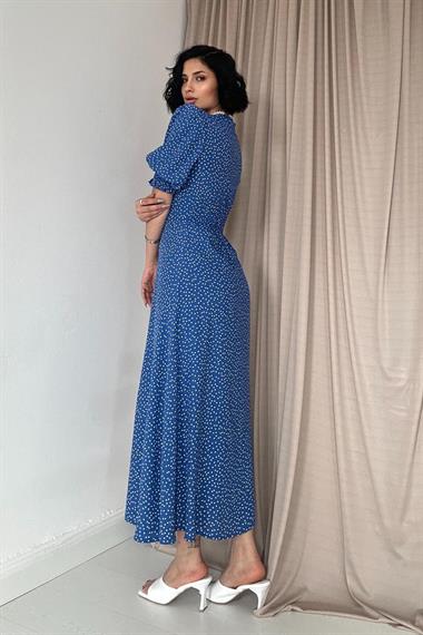 Toptan Saks Arka ve Bel Ucu Gipeli Elbise