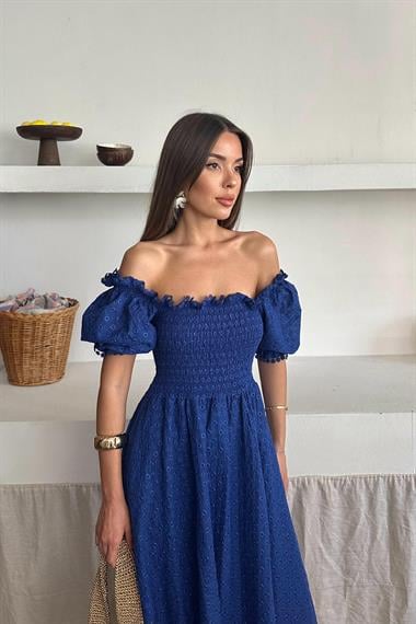 Toptan Saks Gipeli Brode Elbise