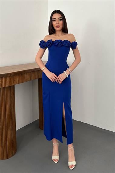 Toptan Saks Madonna Yaka Güllü Elbise