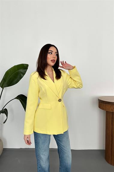 Toptan SARI Belden Oturtmalı Blazer Ceket